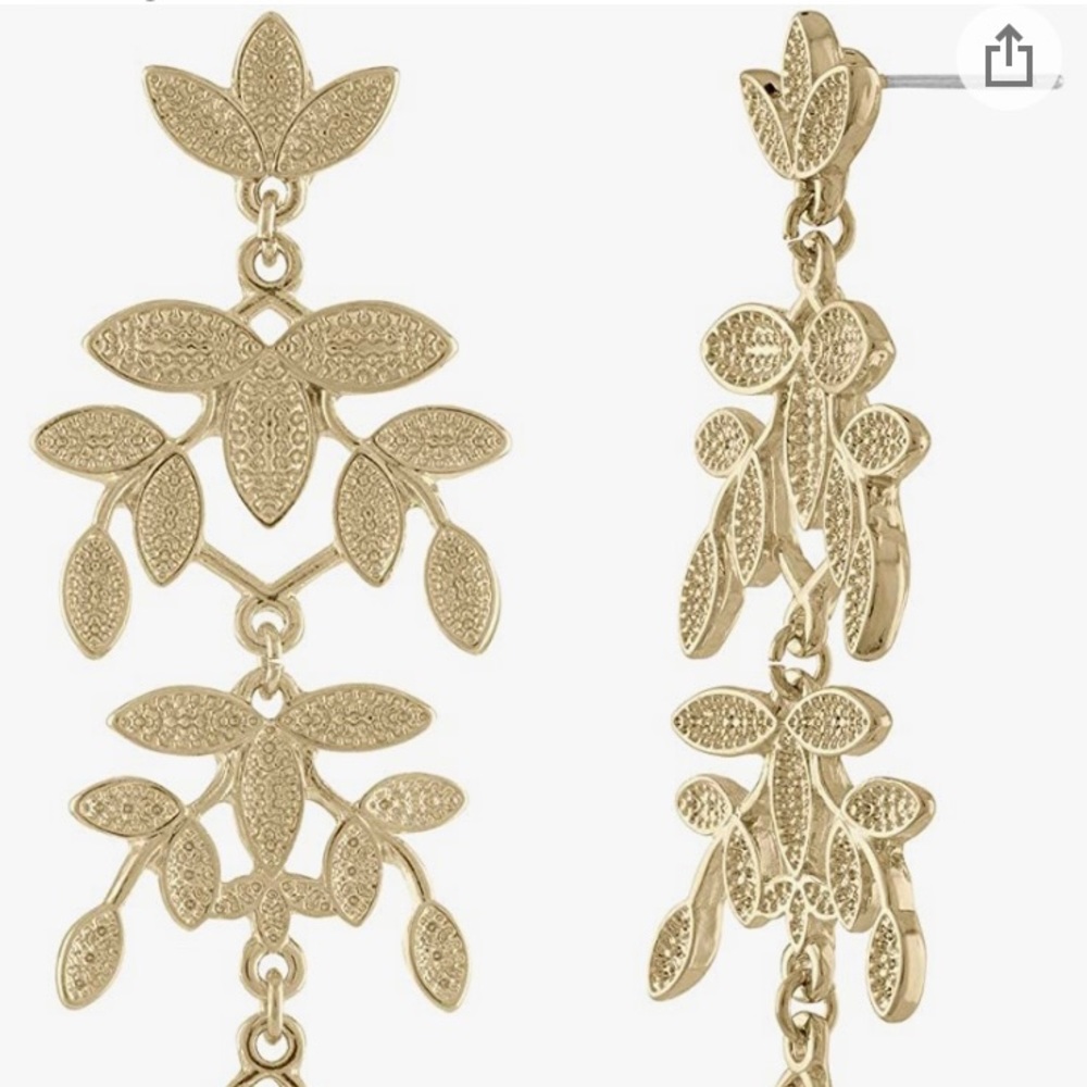 Leaf drop earrings by Rachel Roy